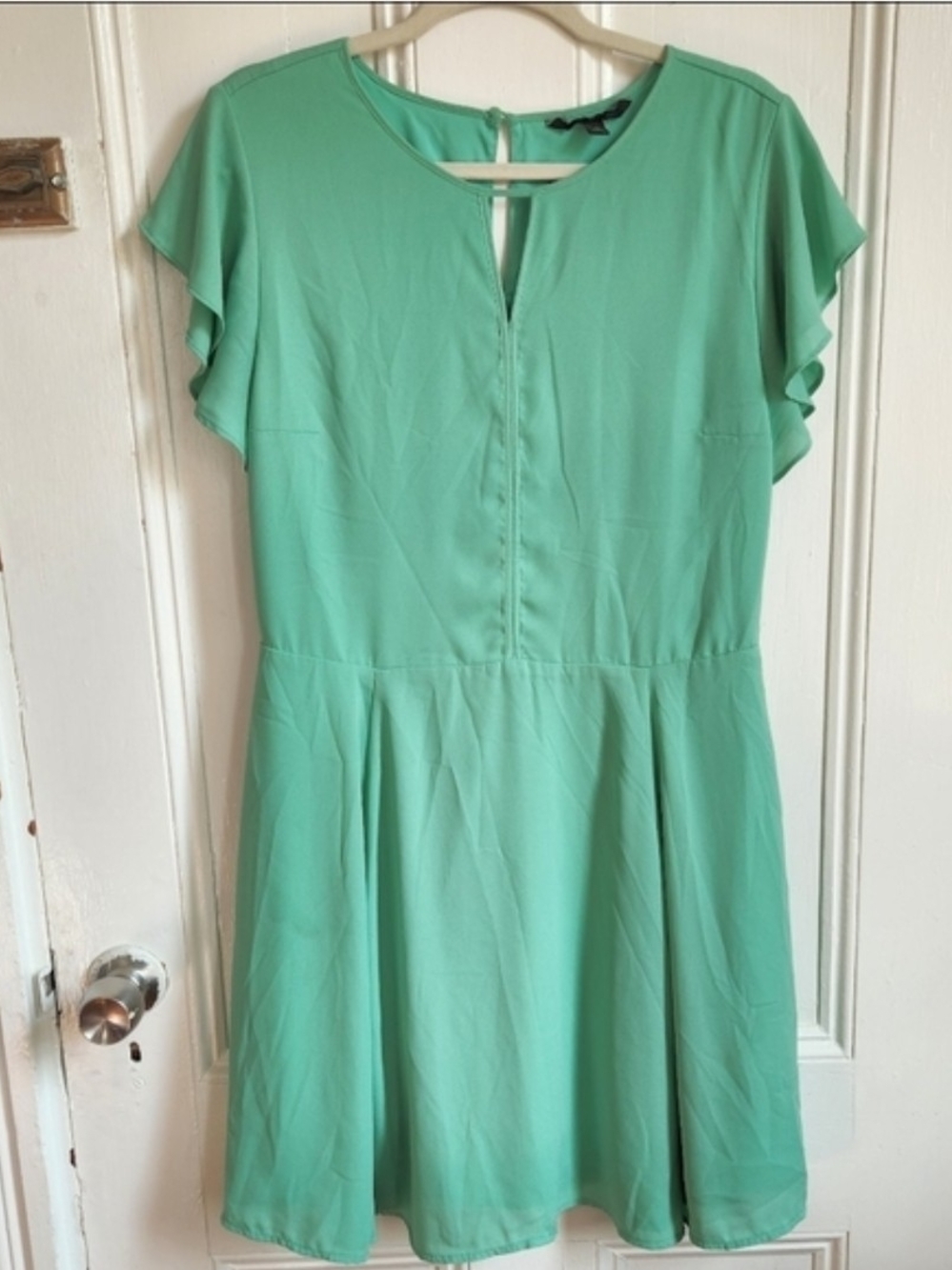 Banana Republic Mint Green Flutter Flowy Dress Cottagecore Fairy Boho Lined 12